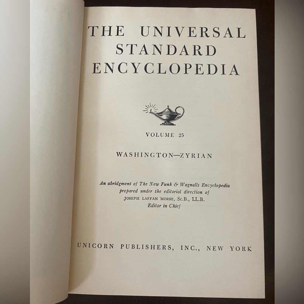Universal Standard Encyclopedia 50s Washington -Zyrian Vol. 25